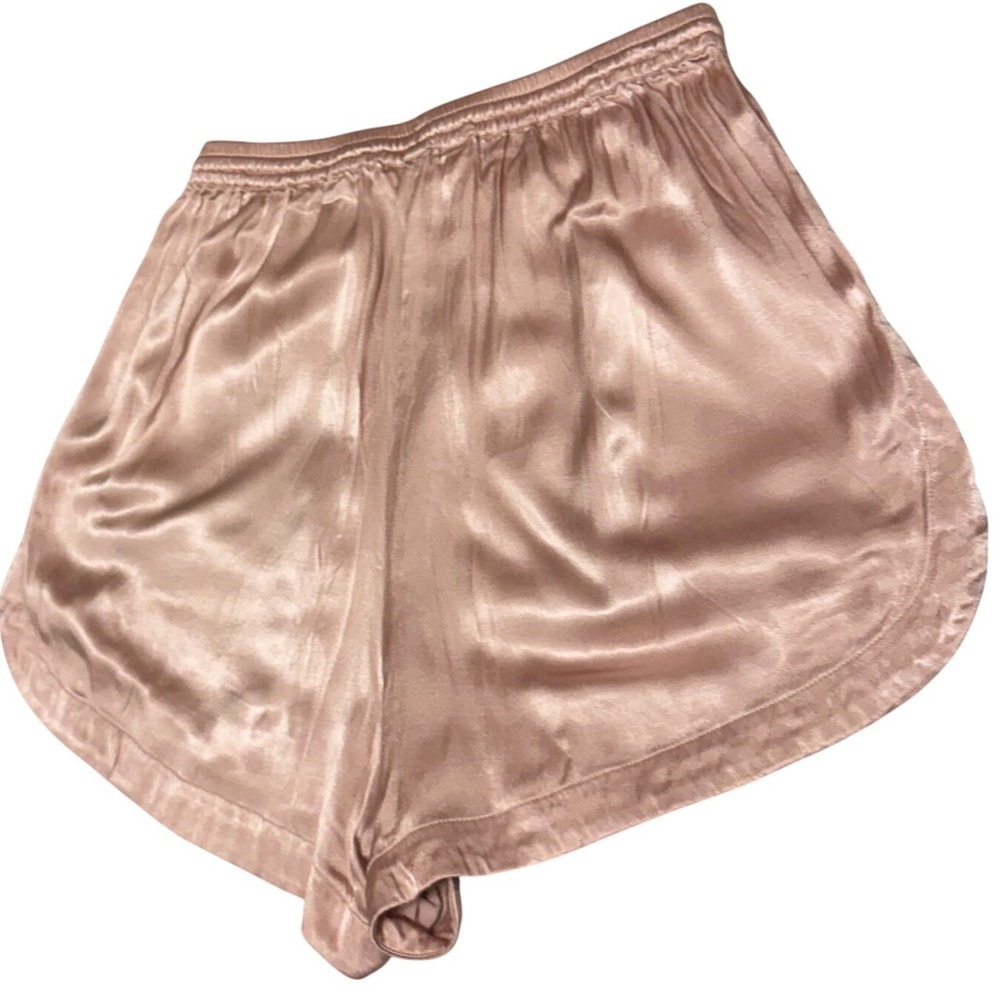 Homebodii Anthropologie Satin Pajama Shorts Pink Blush Rose Gold Medium M - Picture 4 of 6